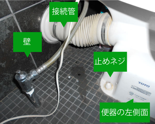 便器左側面と後部